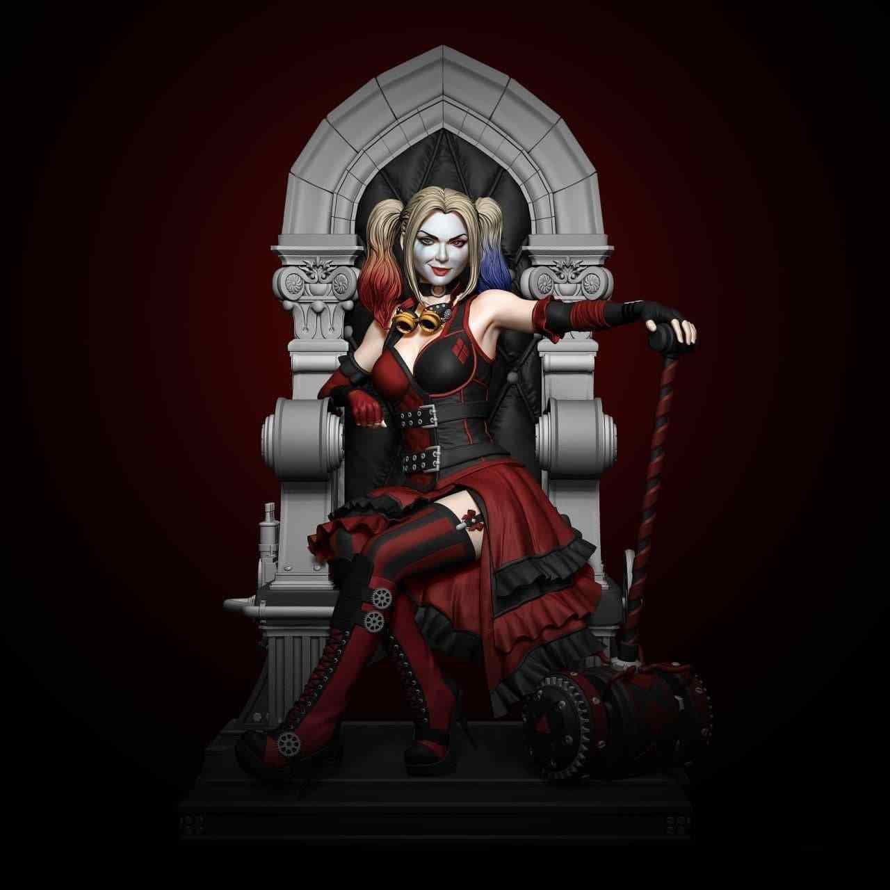 Harley Quinn On Throne Diorama Statue Stl Files For 3d Print 3d Kiee Shop 