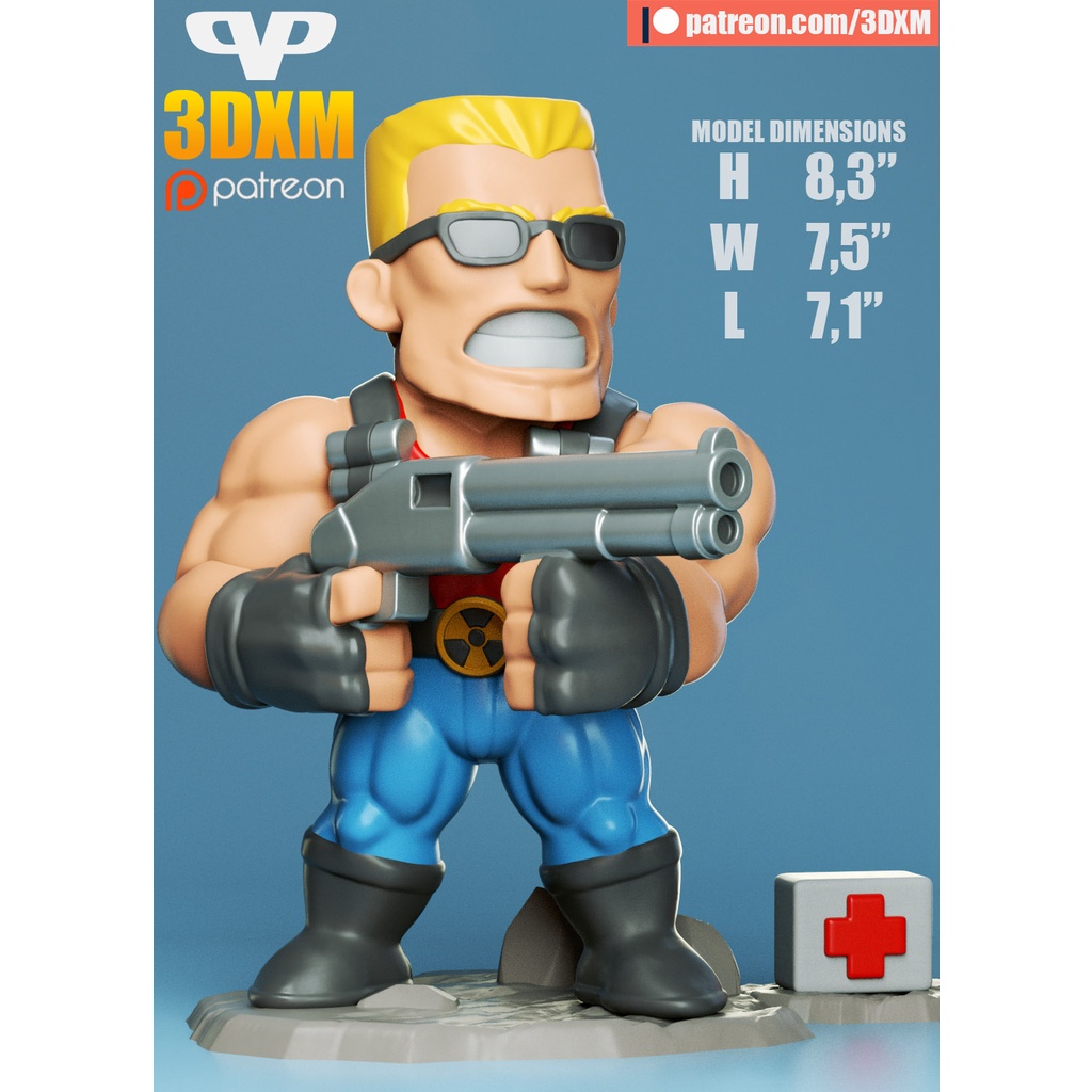 Duke Nukem Chibi – Stl Files For 3d Print – 3d Kiee Shop