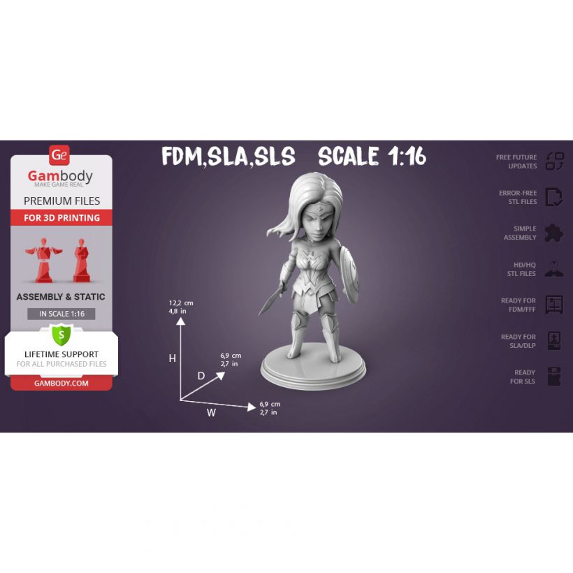 Chibi Wonder Woman - STL Files for 3D Print