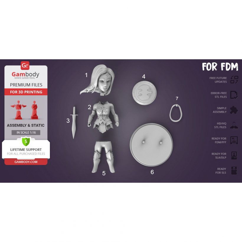 Chibi Wonder Woman - STL Files for 3D Print