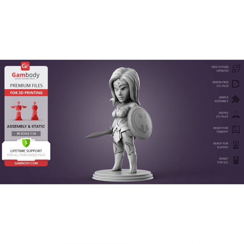 Chibi Wonder Woman - STL Files for 3D Print