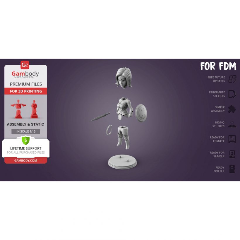 Chibi Wonder Woman - STL Files for 3D Print