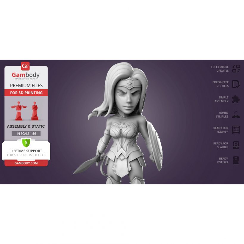 Chibi Wonder Woman - STL Files for 3D Print