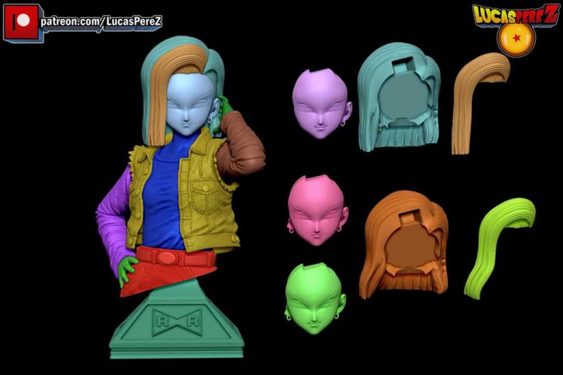 Androide No. 18 + Busto + Extras - Dragon Ball - STL Files