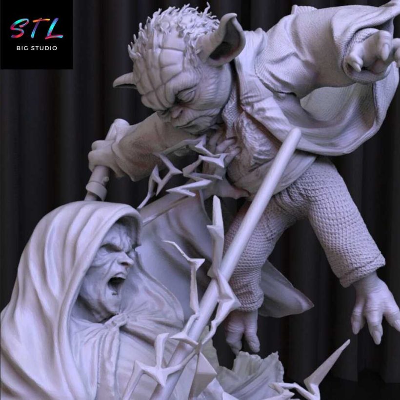 Darth Sidious vs Yoda STL - Star Wars - Epic Diorama for 3D Printing