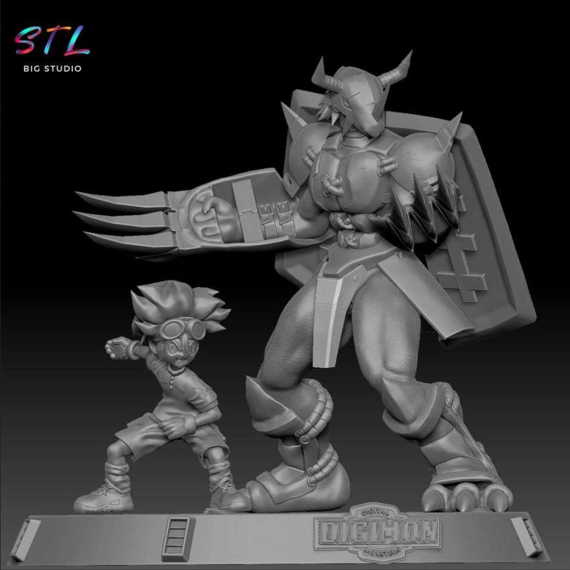 Tai & WarGreymon STL - Digimon Adventure - 3D Diorama for Printing