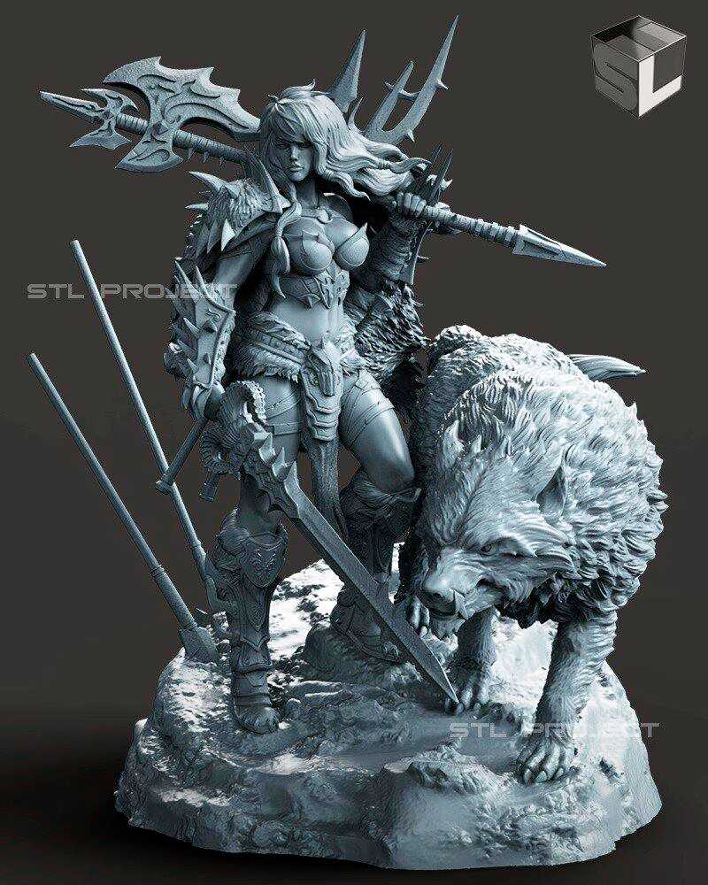 Barbarian and the Wolf - STL 3D print files