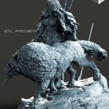 Barbarian and the Wolf - STL 3D print files