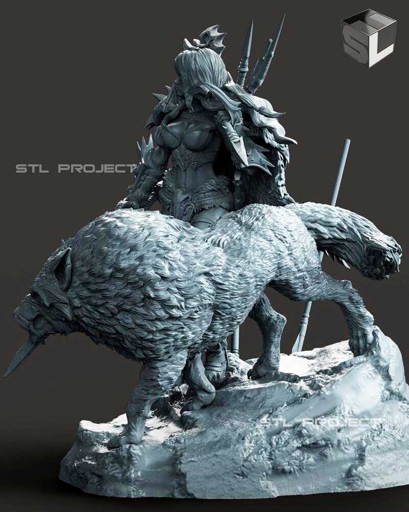 Barbarian and the Wolf - STL 3D print files