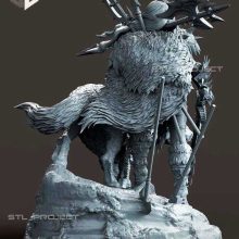Barbarian and the Wolf - STL 3D print files