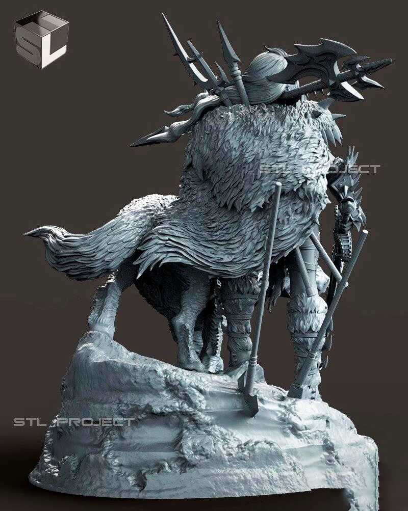 Barbarian and the Wolf - STL 3D print files