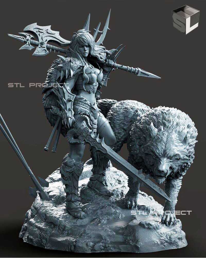 Barbarian and the Wolf - STL 3D print files