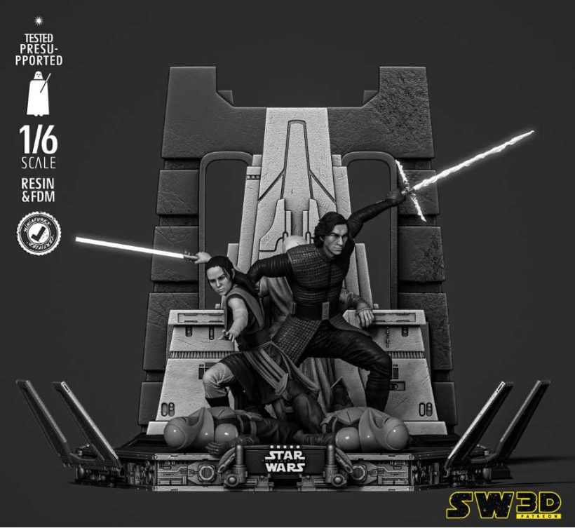 Kylo Ren And Rey Diorama - STL 3D print files