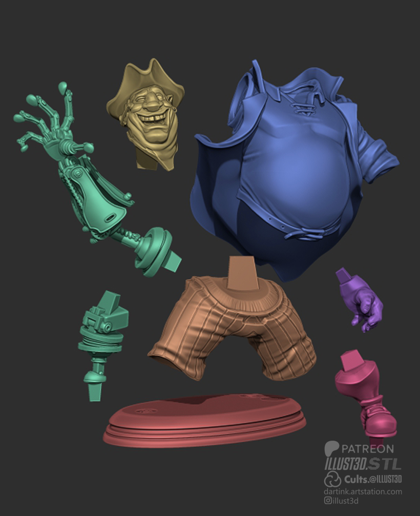 John Silver Treasure Planet 3D Printable STL File - 3D print model-7