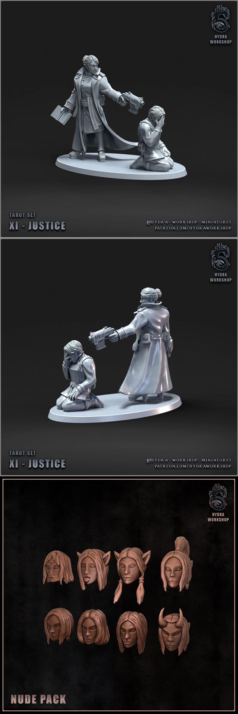 Hydra workshop miniatures - Tarot set - XI Justice and Nude pack - 3D Print Model STL