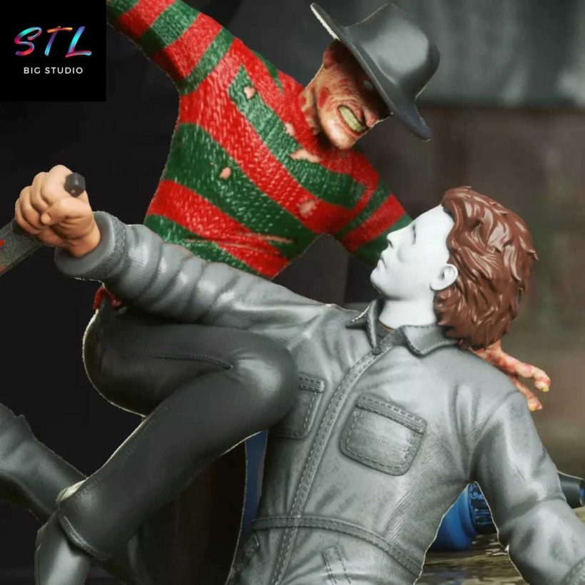 Freddy Krueger vs Michael Myers STL - Horror Diorama for 3D Printing