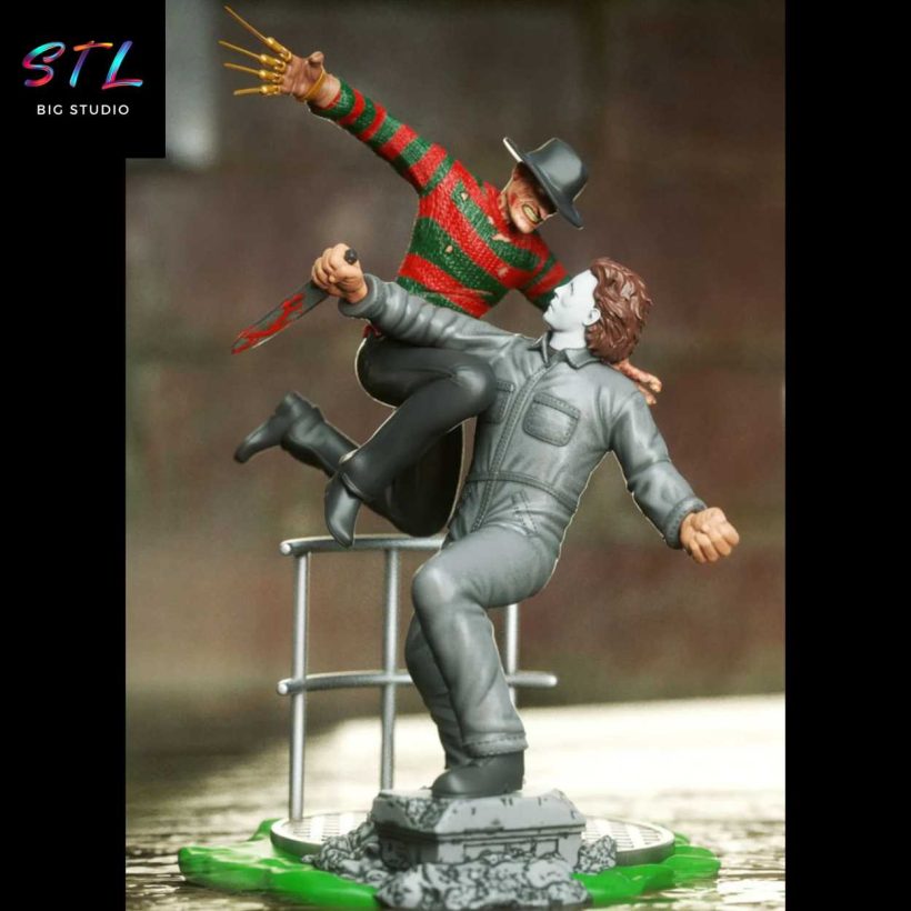 Freddy Krueger vs Michael Myers STL - Horror Diorama for 3D Printing